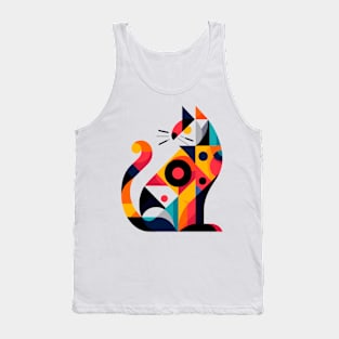 Abstract Colorful Geometric Cat Tank Top